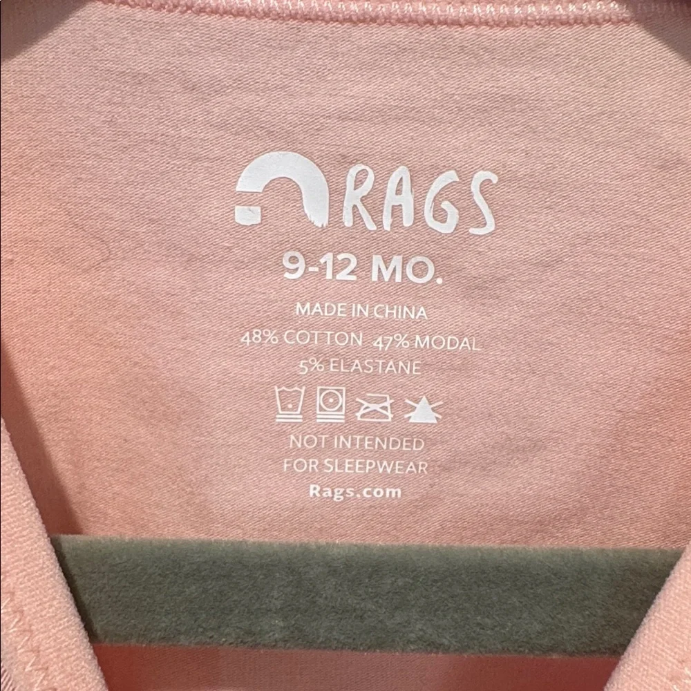 Rags Pink Baby Infant Romper Peek-a-Booty Bite Size 9-12 Months New NWT